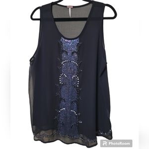 Temperance Sheer Sequin Tank Top, camisole, size XL,‎ Beaded
